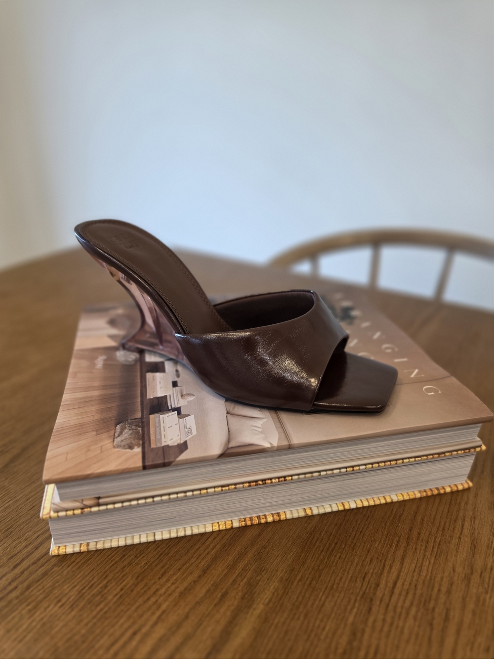 ASOS Dark Brown Open-Toe Slide Heel Mule